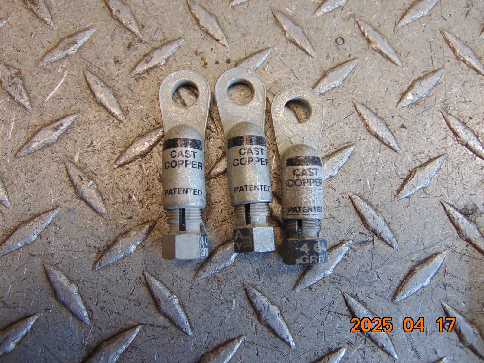*LOT OF 3* LAWSON 99856 COMPRESSION LUGS 4 GA 3/8″ STUD