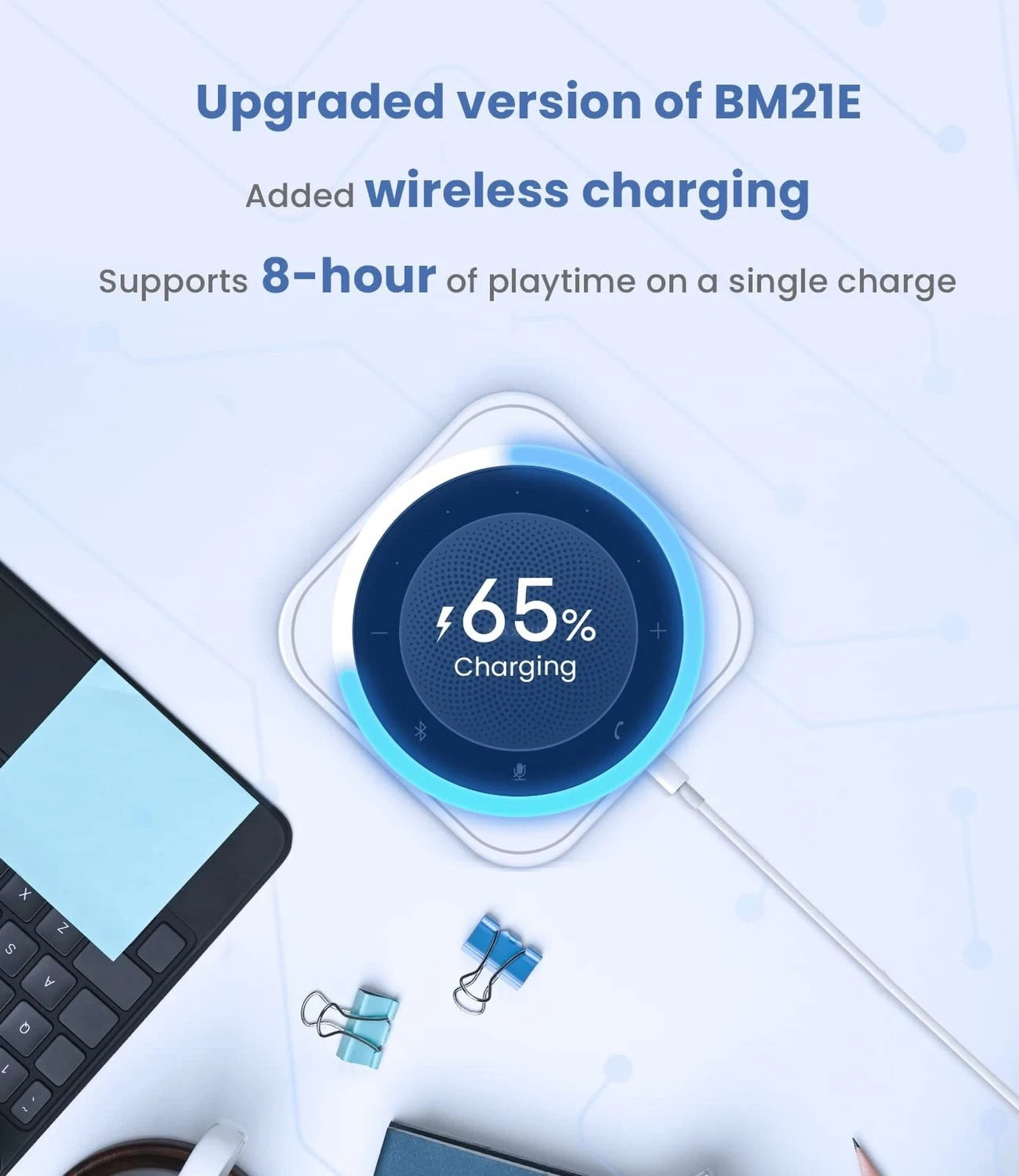 MAXHUB Upgraded BM21 Bluetooth Conference Speakerphone, USB Speaker with 6 Mics
