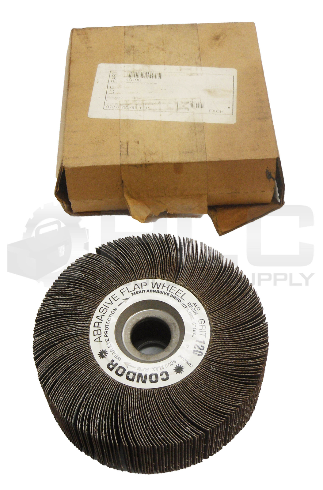 NEW MERIT ABRASIVE PRODUCTS 4A198 ABRASIVE FLAP WHEEL GRIT 120 6″DIA
