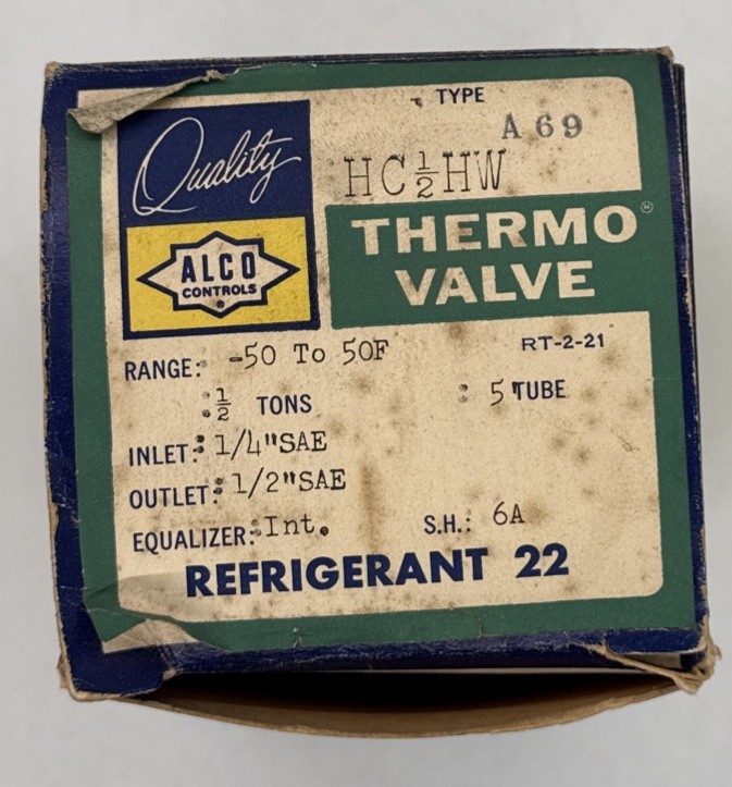 New Alco A 69 HC 1/2 HW Thermo Valve 1/2 Tons-Inlet 1/4” SAE Outlet 1/2 SAE