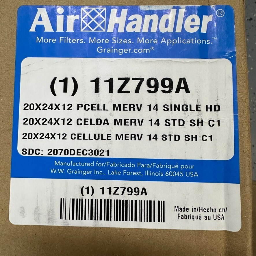Air Handler 11Z799 11Z799A V-Bank Air Filter, 20X24x12″, Merv 14