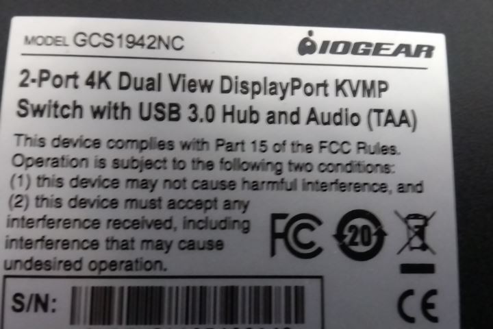 IOGear GCS1942NC 2-Port 4K Dual View DisplayPort KVMP with USB 3.0 and Audio