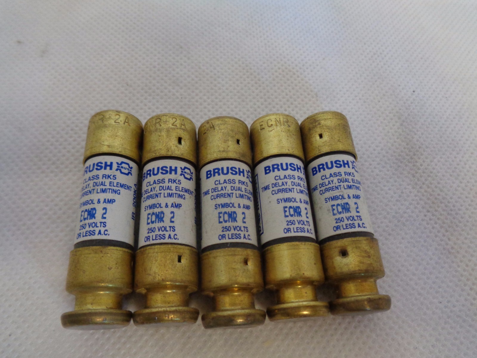 NEW LOT OF 5 BRUSH CLASS RK5 TIME DELAY ECNR-2 FUSSES