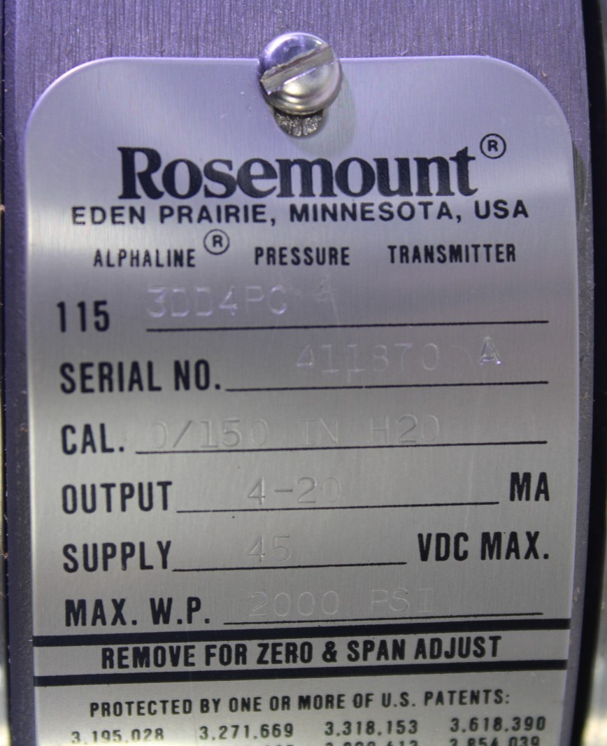 Rosemount 115 (3DD4PC) Alphaline Pressure Transmitter, Open Box