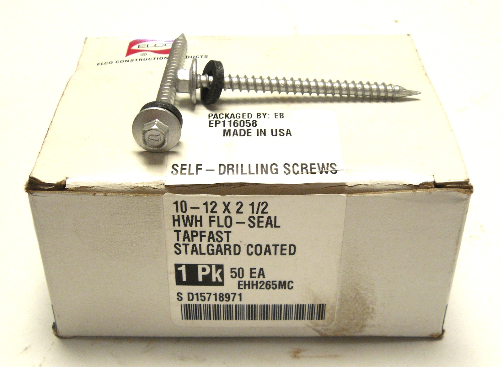 NEW ELCO 10-12 X 2 1/2 SELF DRILLING SCREWS HWH FLO-SEAL STALGARD COATED QTY 50