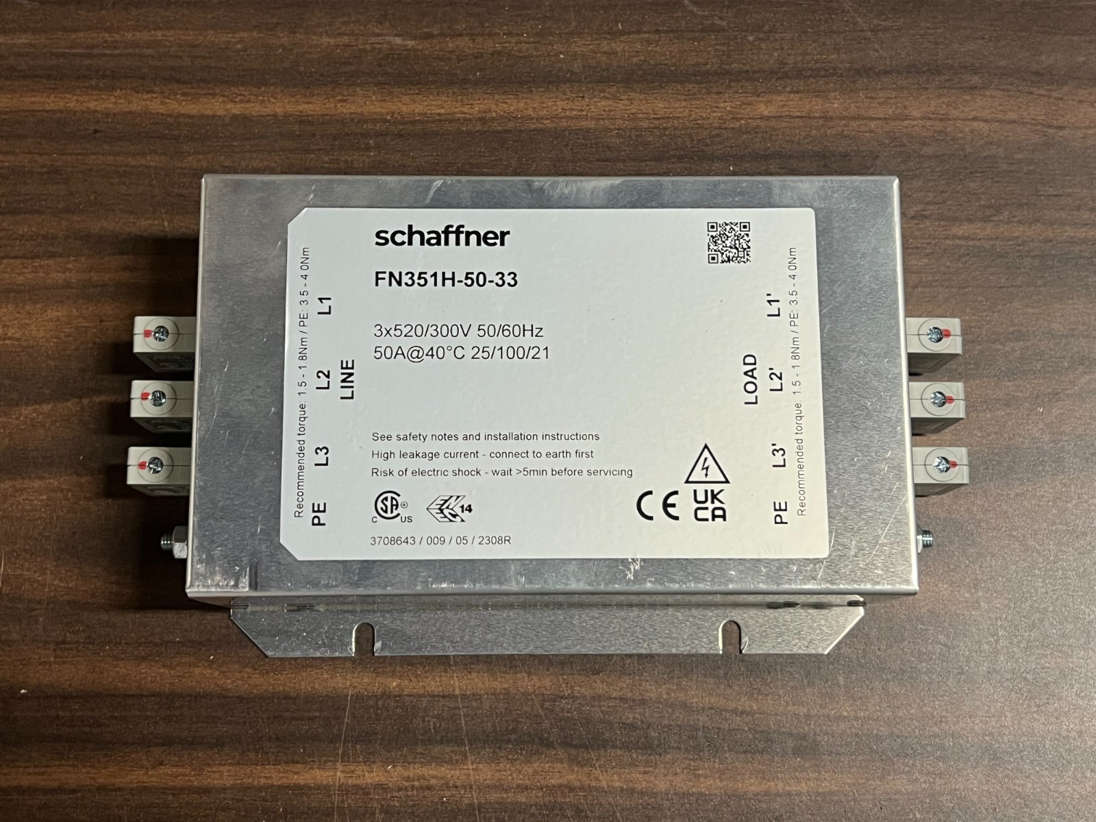 Schaffner FN351H-50-33 Power Line Filter Gen. Purp. Terminal Block Chassis Mount