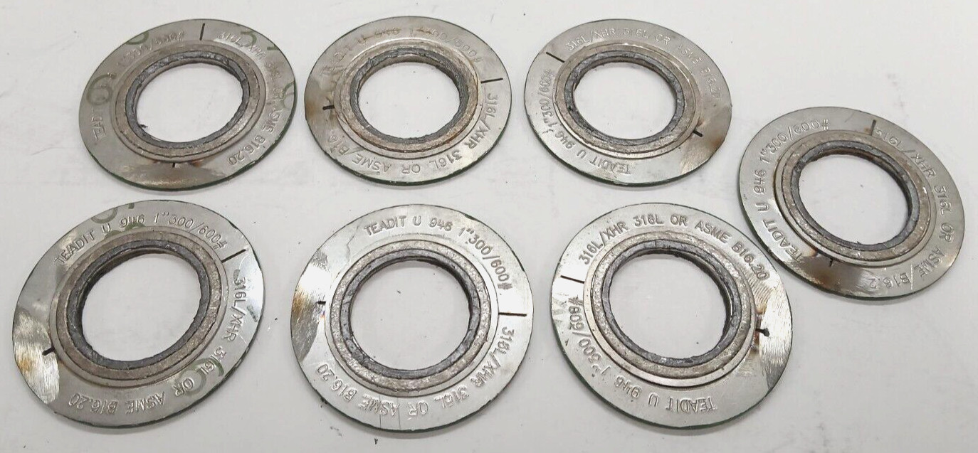 TEADIT GASKET U 946 1″ 300/600# 316L/XHR 316L OR ASME B16.20 LOT OF 7