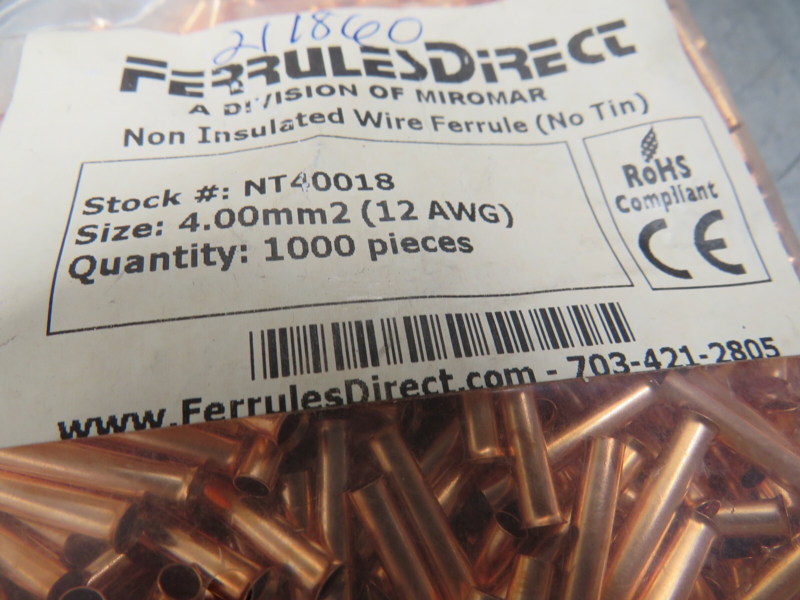 Ferrules Direct NT40010, NT40012, NT40018 Lot of 1000 Each!