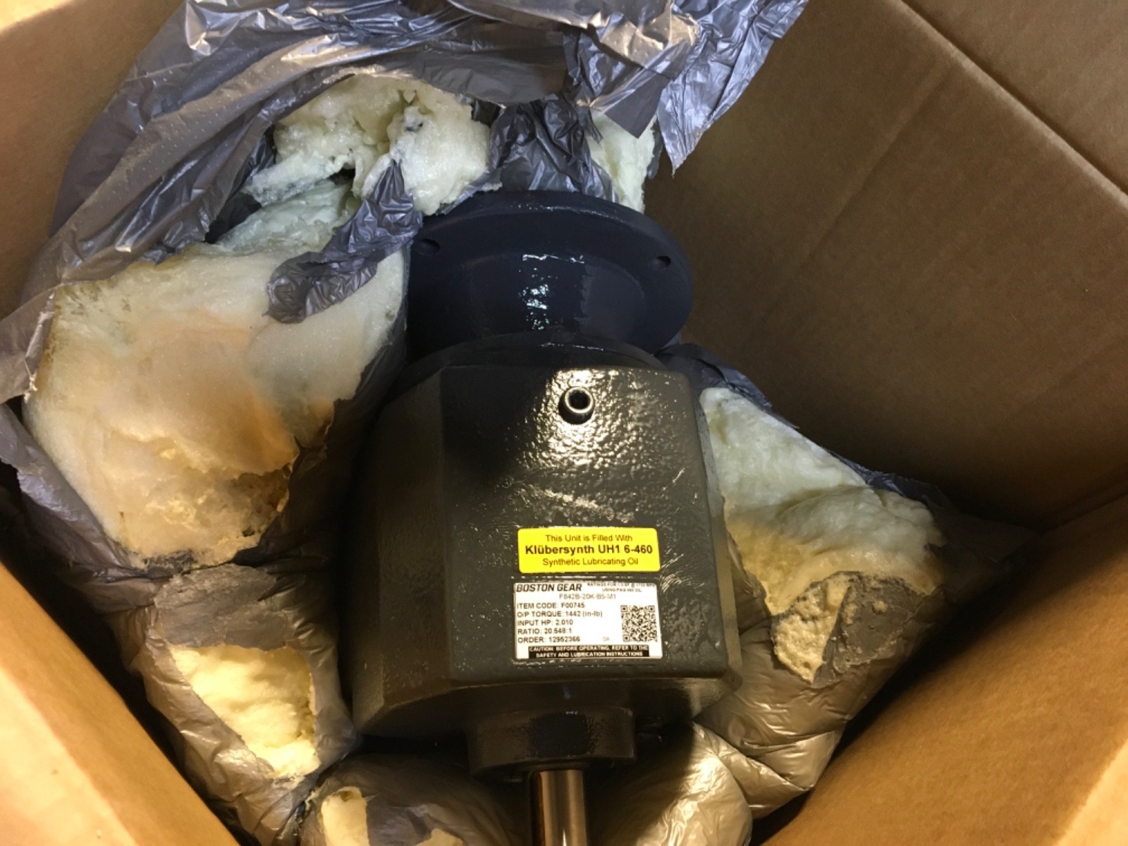 Boston gear, F842B-20K-B5-M1, F00745, torque 1442in-lb, NOS, (ADI-1471)