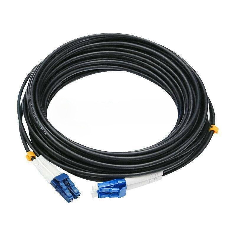 Black Armored Fiber Cable Duplex Fiber Optic Patch Cord 150M LC-LC UPC SM 9/125