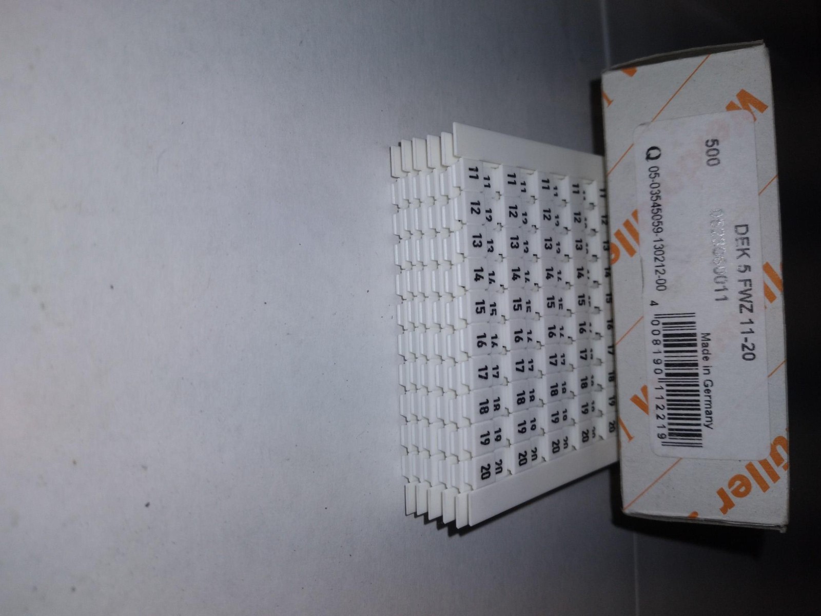 Weidmuller DEK 5 FWZ Terminal Block Marker Strip 11-20 0523060011