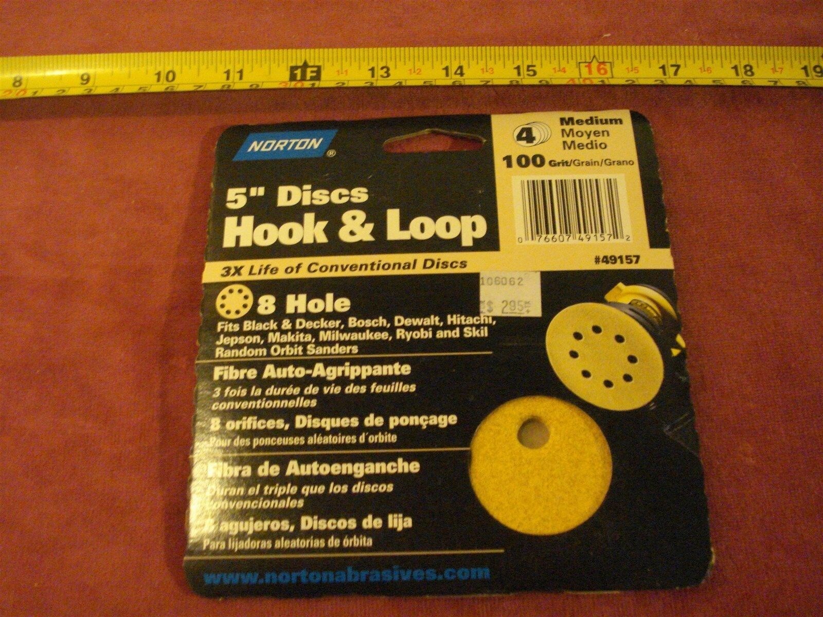 (1469.) Sanding Discs 5″ Dia. for Hook & Loop Orbital Sander 60 g – 4 discs/pack