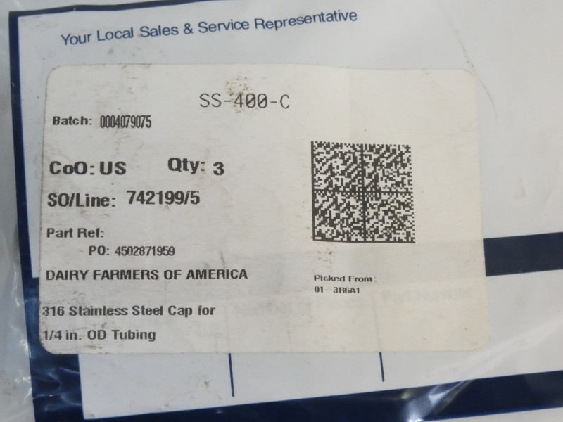 SWAGELOK SS-400-C (PKG OF 3) NSMP