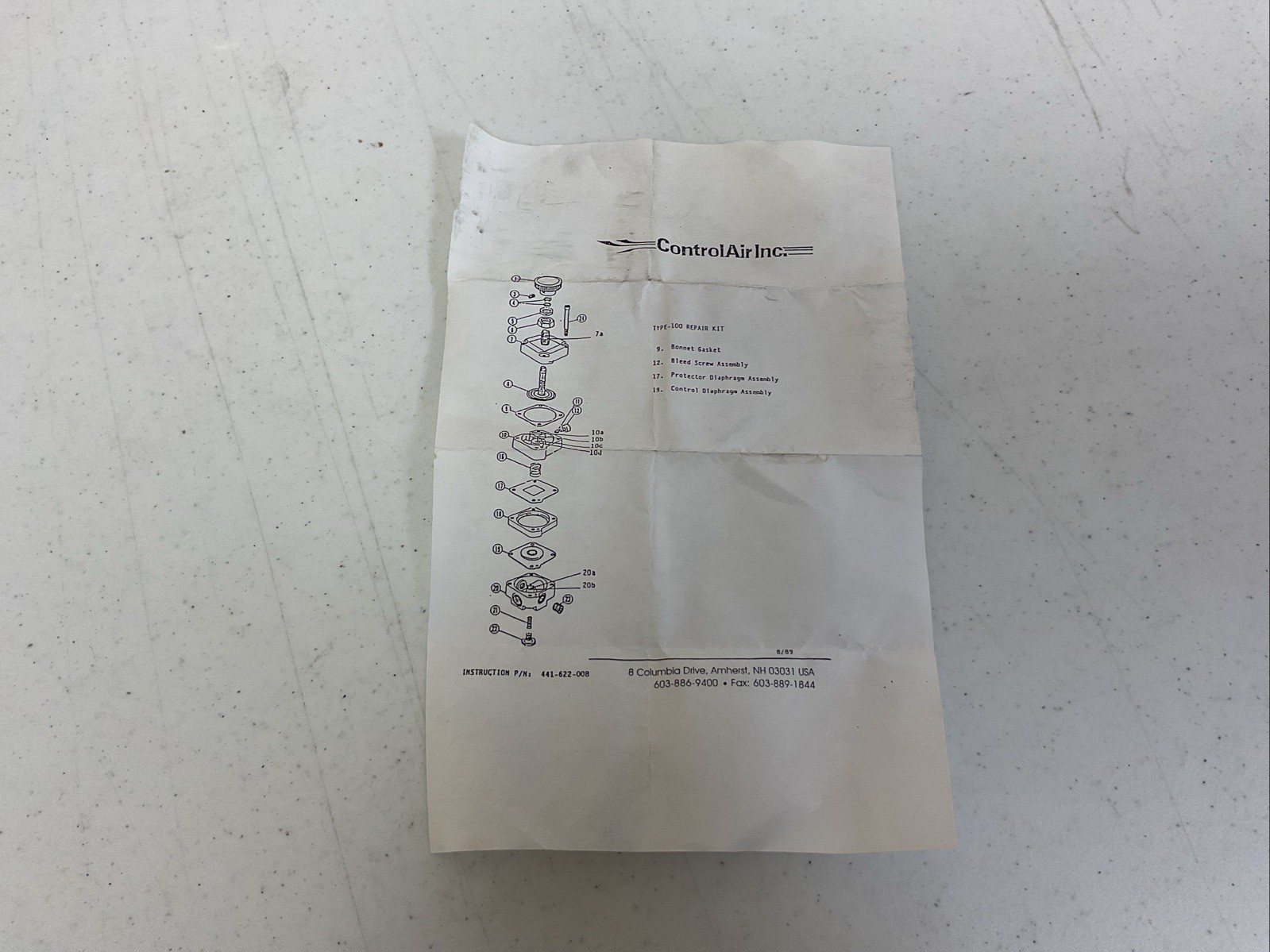 CONTROL AIR INC. TYPE 100 AIR PRESSURE REGULATOR 2-120 PSI 150 PSI MAX SUPPLY