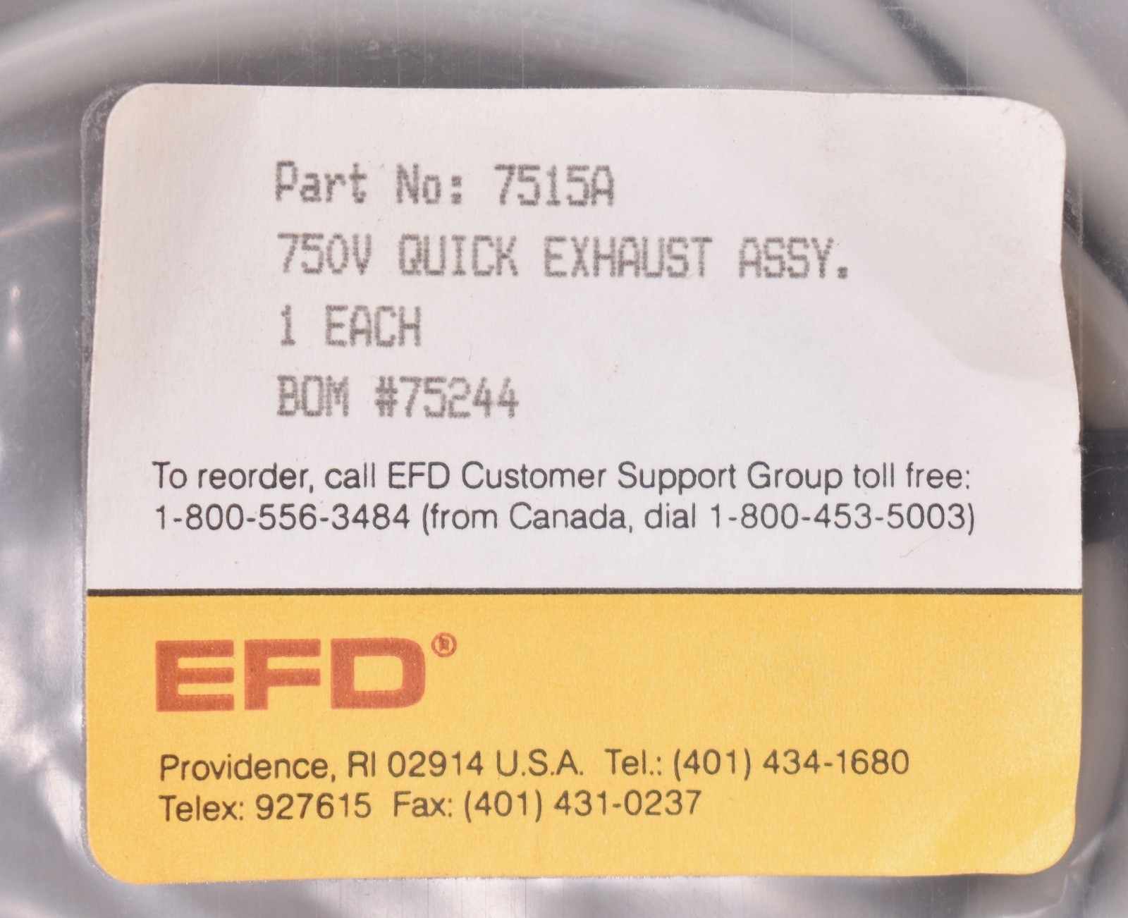 EFD 750V Quick Exhaust Assembly 7515A