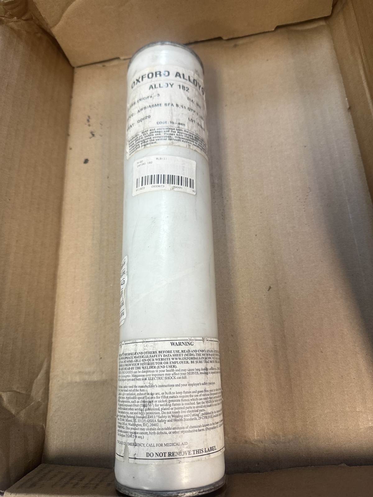 Oxford Alloys Alloy 182, Nickel Alloy Welding Rod, 3/32″, 8#, New in Can