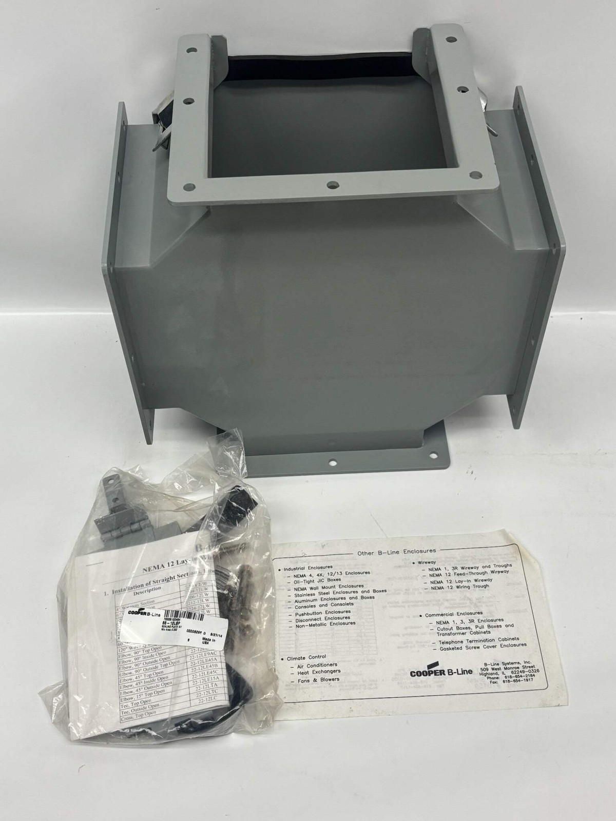 B-Line 66-12LC 6×6 NEMA 12 Lay-In Wireway Closure Plate
