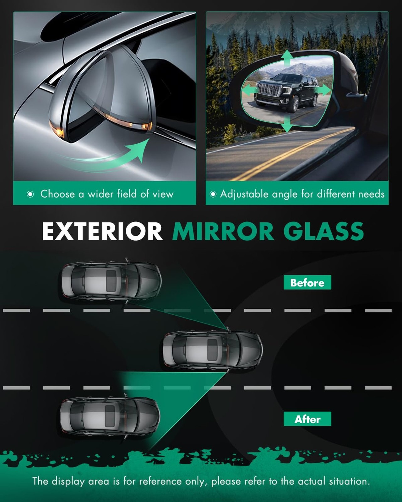 SCITOO Right Side View Mirror Glass fit For 2003-2007 For Chevy For GMC Silve…
