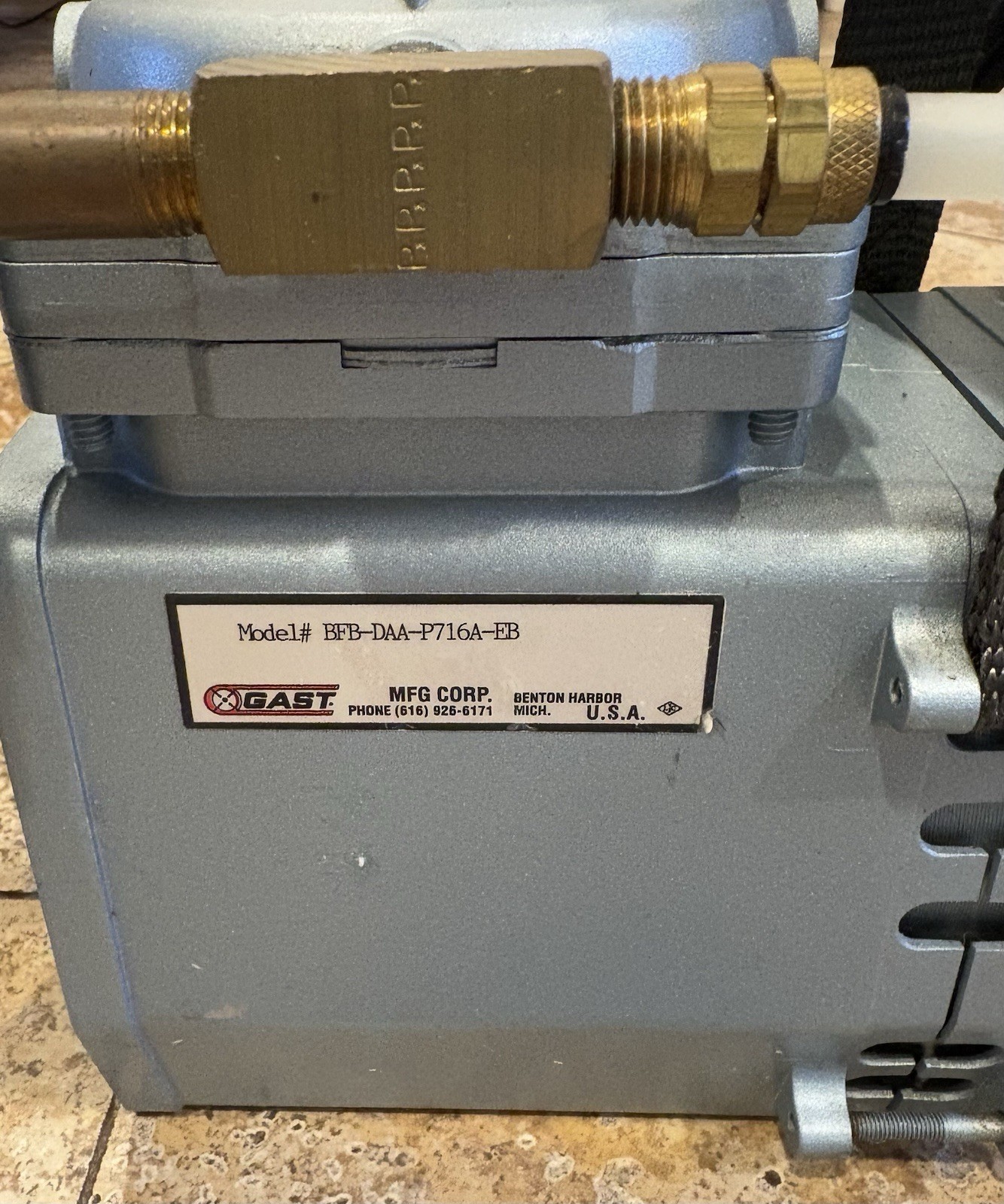 Set of Two-Air Compressor: Gast Model Number : BFB-DAA-P716A-EB