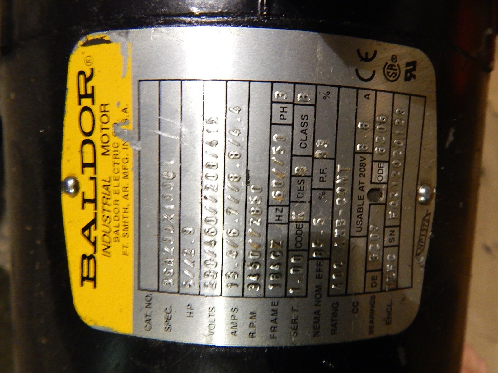 Baldor 36H200X100G1 Industrial Motor Series F MSC4-10-500F5