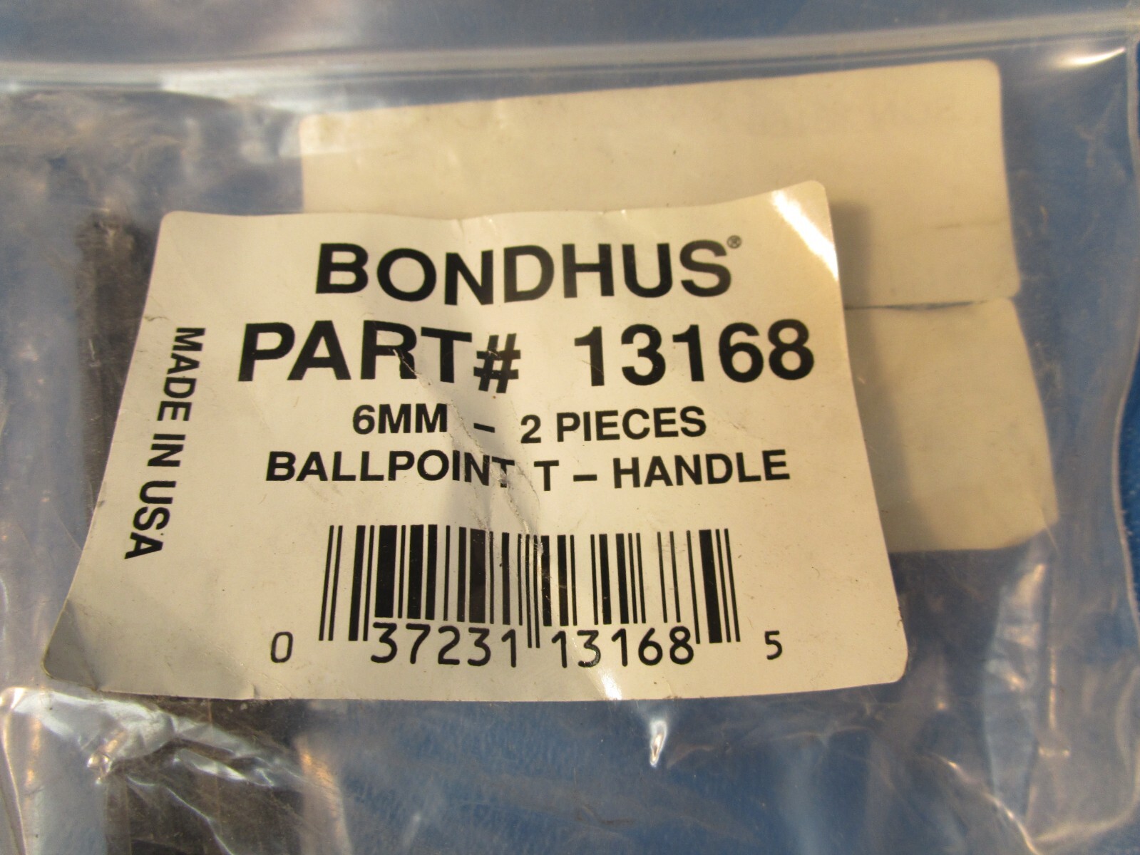 LOT OF 2 BONDHUS 13168, 6MM, BALLPOINT T-HANDLE