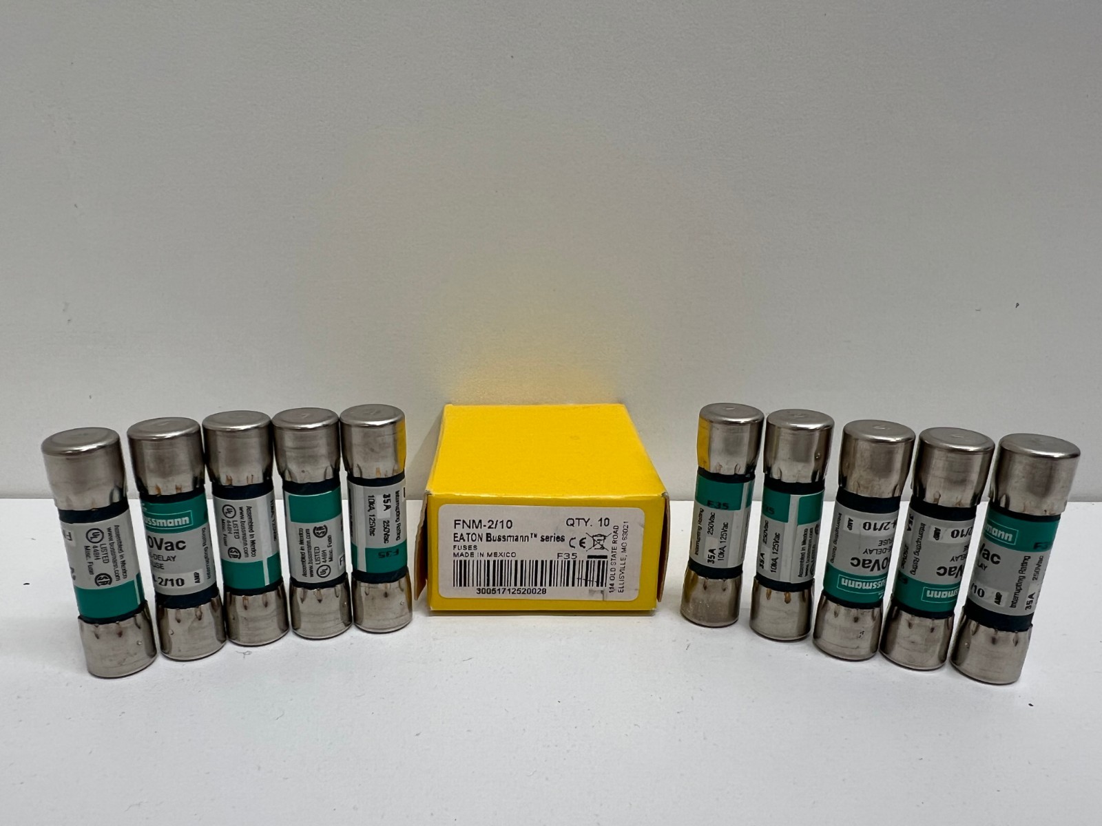 NEW IN BOX! EATON BUSSMANN 0.2A TIME-DELAY FUSES FNM-2/10