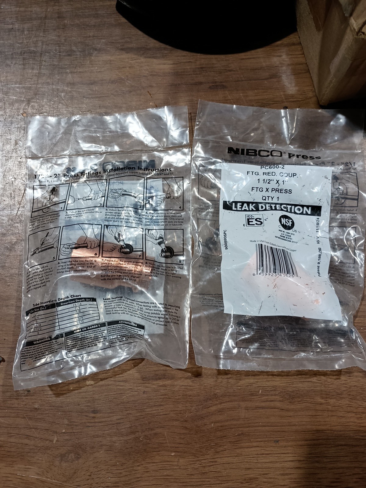 (2) NIBCO PC600-2 Press Copper Reducer Coupling(s) 1-1/2″ x 1″ FTG x Press