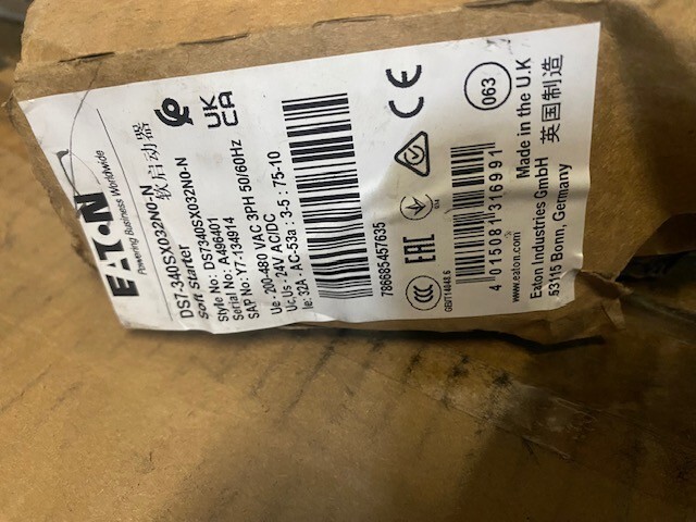 Eaton Ds7-340Sx032n0-N Soft Start Controller, 32A, 240/480Vac