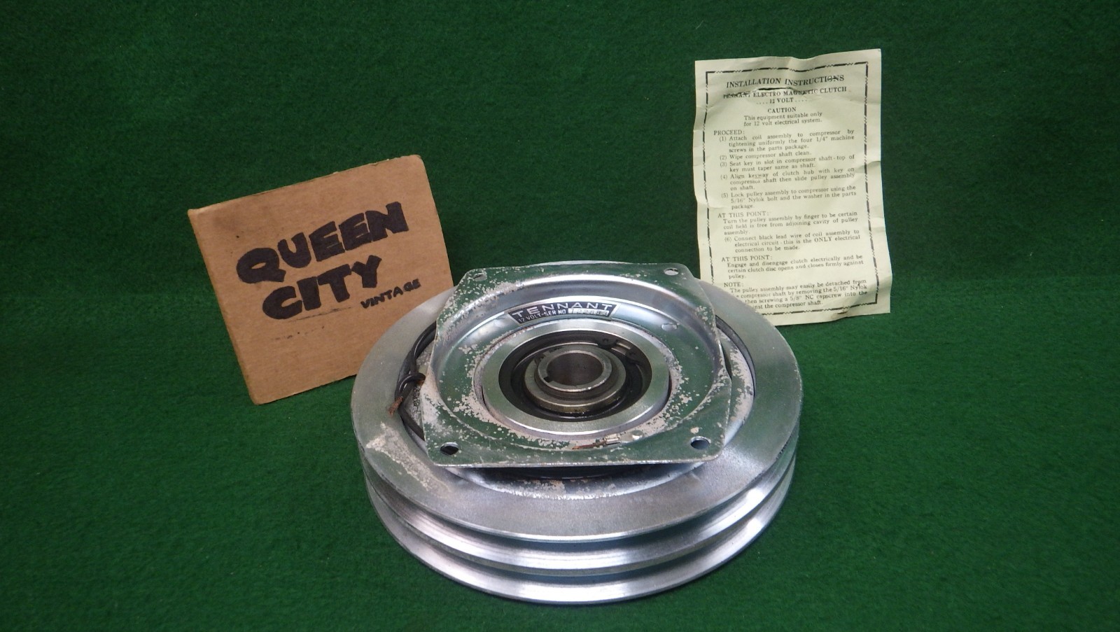 NOS Vintage Tennant 12V Electromagnetic Clutch Pulley 7″ Double-v Groove