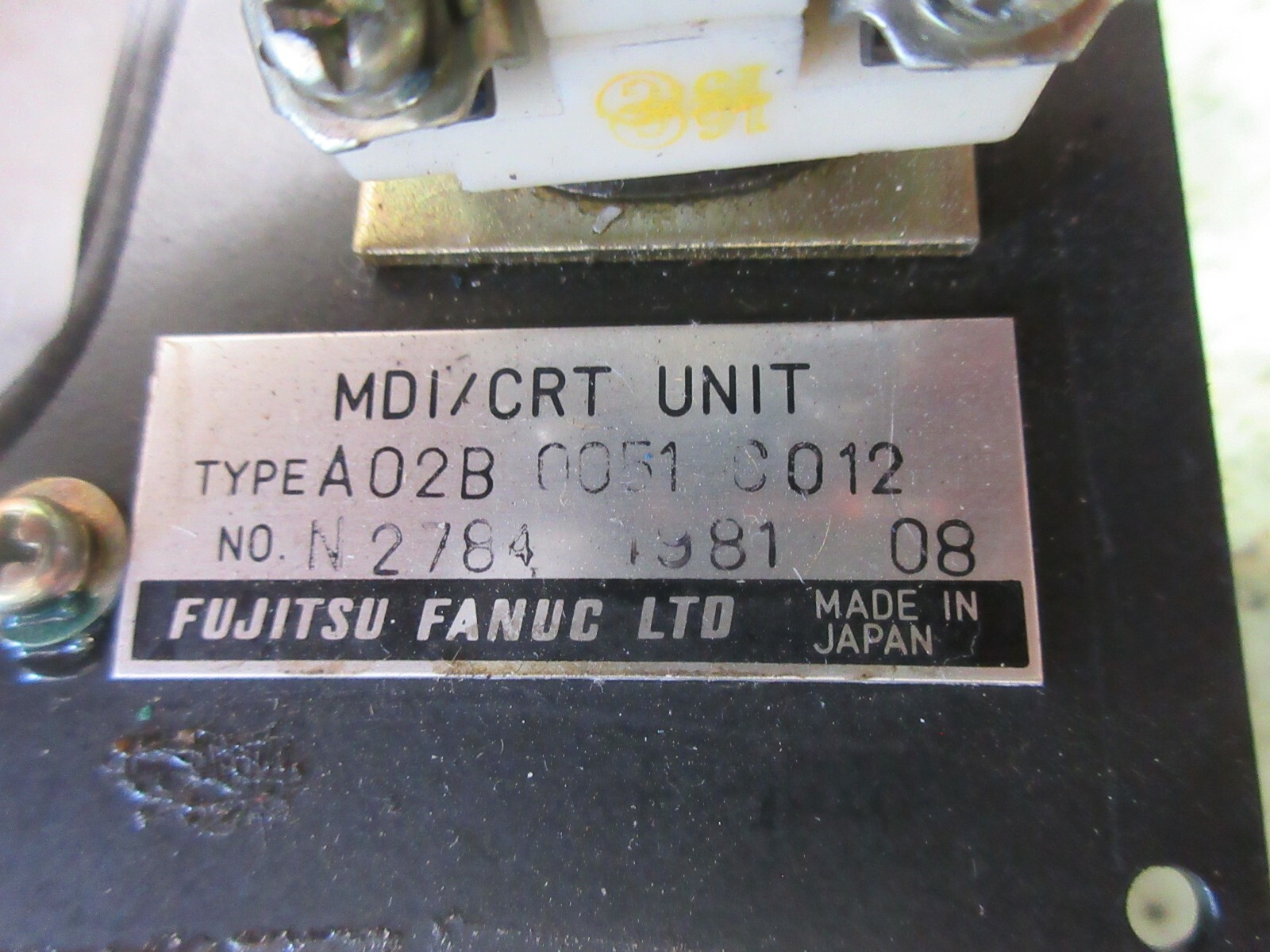FANUC SYSTEM 6T MDI/CRT UNIT TYPE A02B-0051-C012 NO. N2784 1981 08