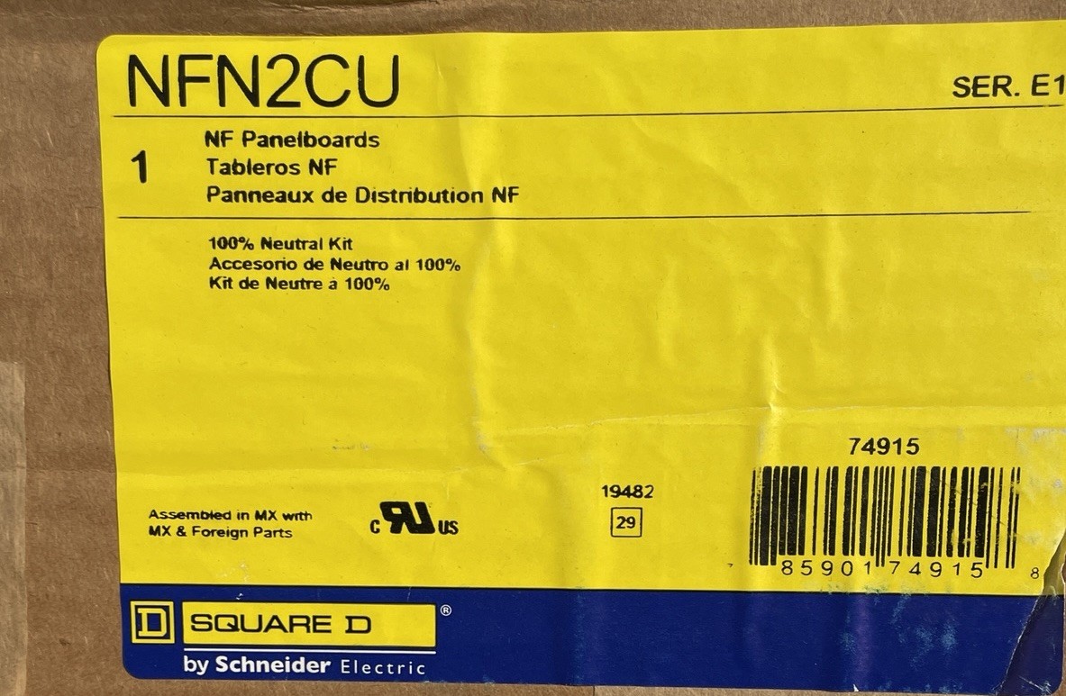 Square D NF442L2C Panelboard Interior & NTRL Kit 250A 42 Circuit 600Y/347V 3PH