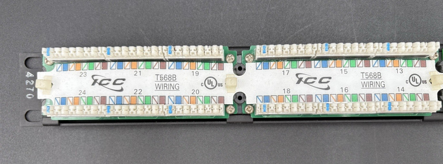ICC CAT5e Enhanced 24-Port Patch Panel Black Panel Board T568B Wiring
