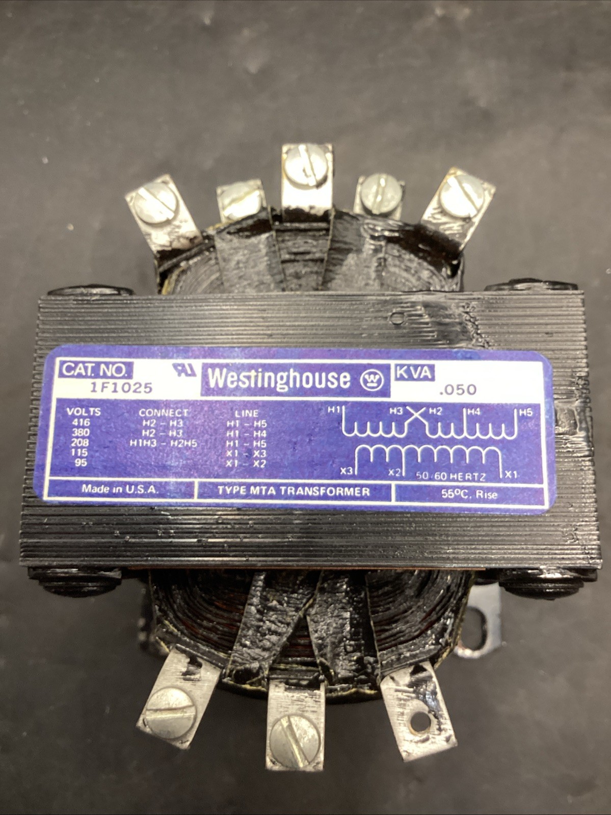 Westinghouse Transformer 1F 1025 .050 Iva Pri: 208/380/416V Sec: 95/115V 1Ph