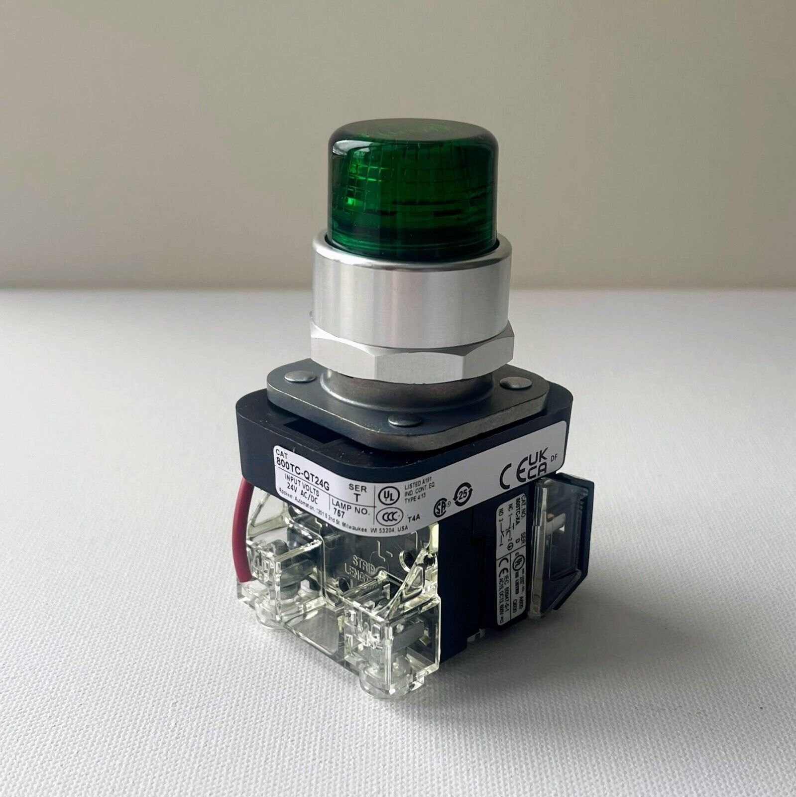 New! Allen Bradley 800TC-QT24G 30mm Pilot Light Green 24V AC/DC Free Shipping!