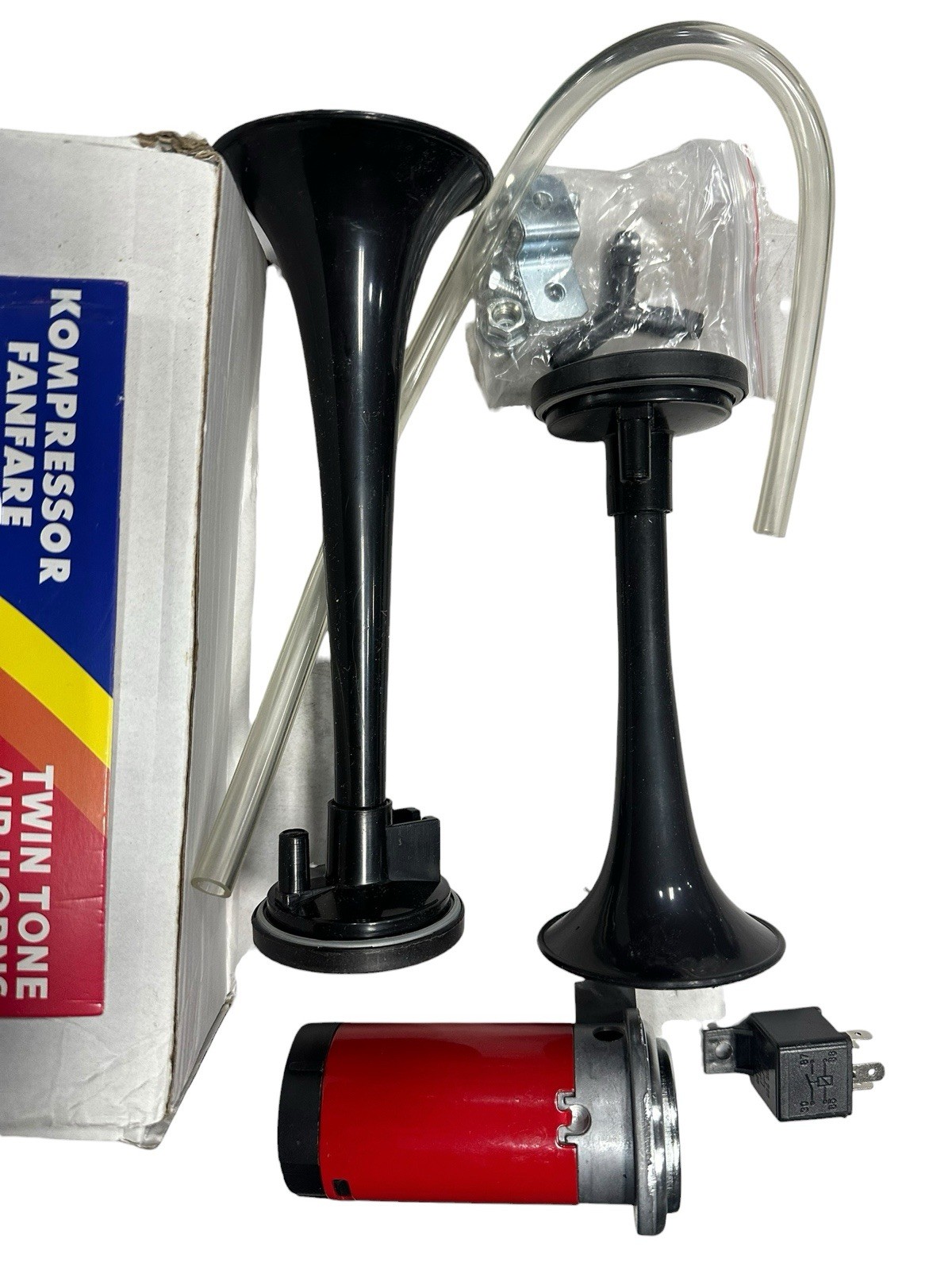 Kompressor Fanfare Zweiklang Twin Tone Air Horns 12V & 24V GP2 Set of 2 NEW