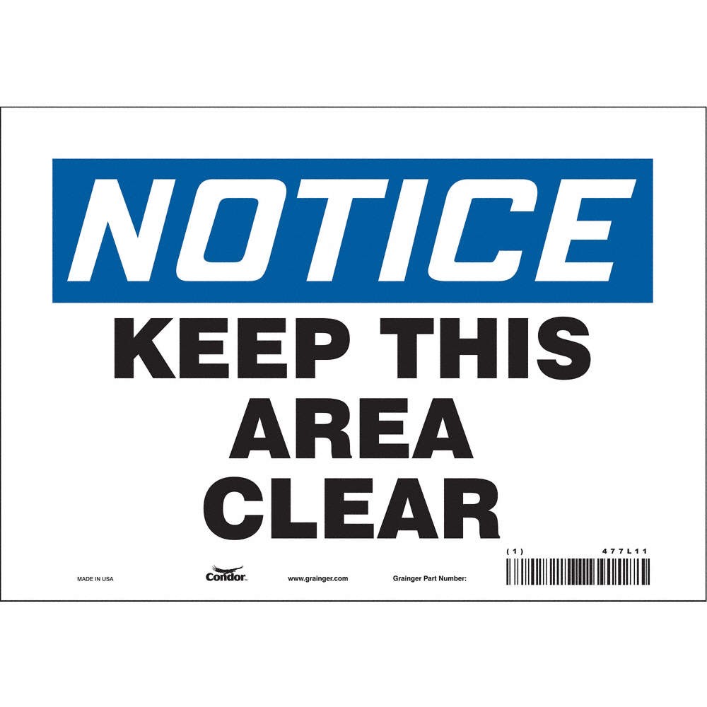 CONDOR 477L11 Safety Sign,7 in x 10 in,Vinyl 477L11