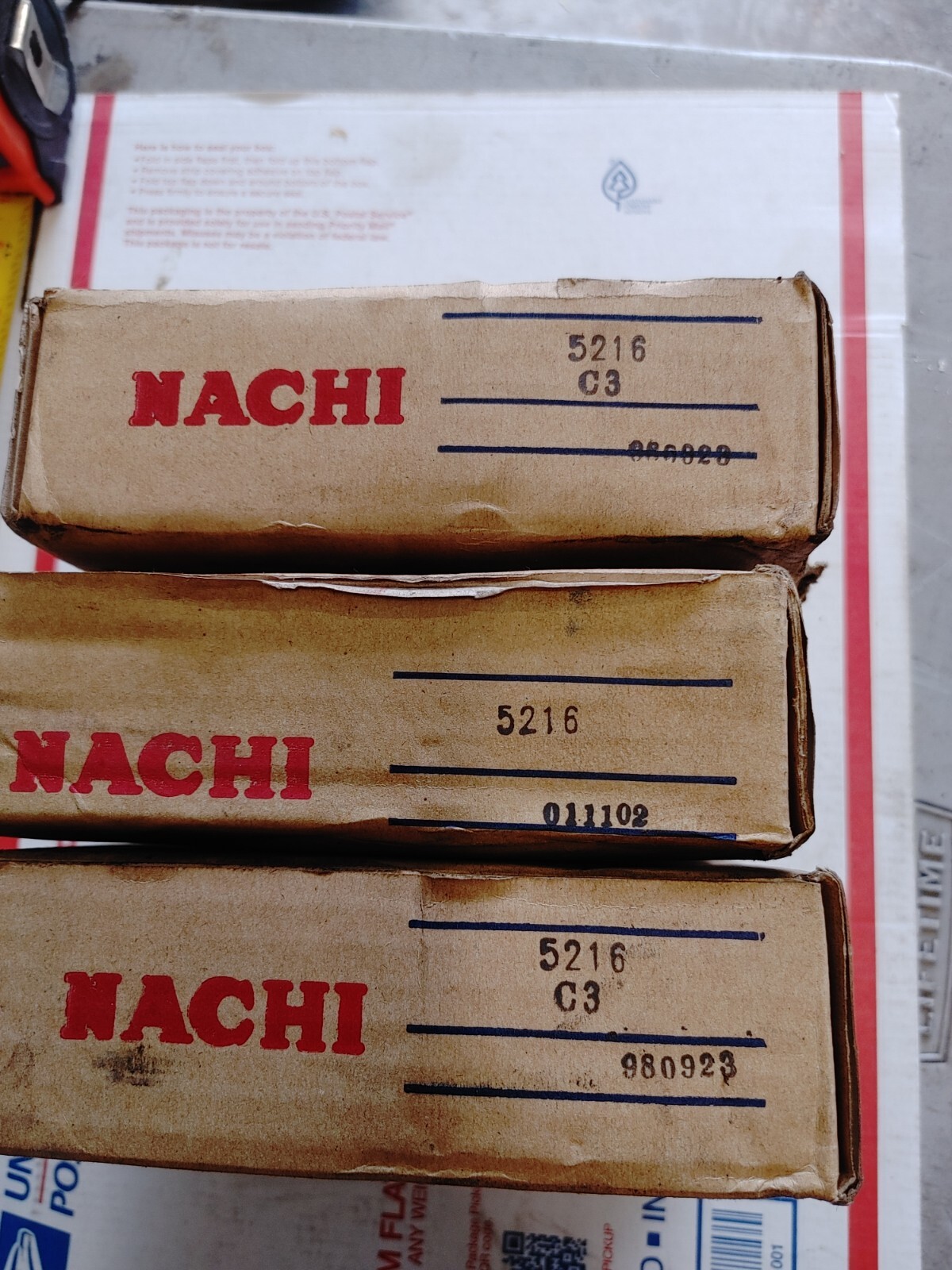 Lot 3x NOS NACHI 5216 DOUBLE ROW ANGULAR CONTACT BEARING NIB