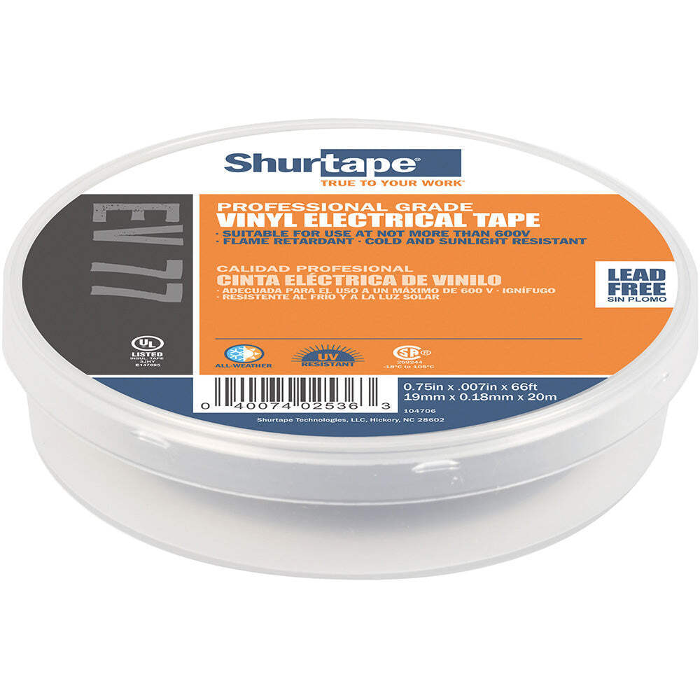 Shurtape EV 077B Professional Grade Black Electrical Tape f/Insulating Splicing