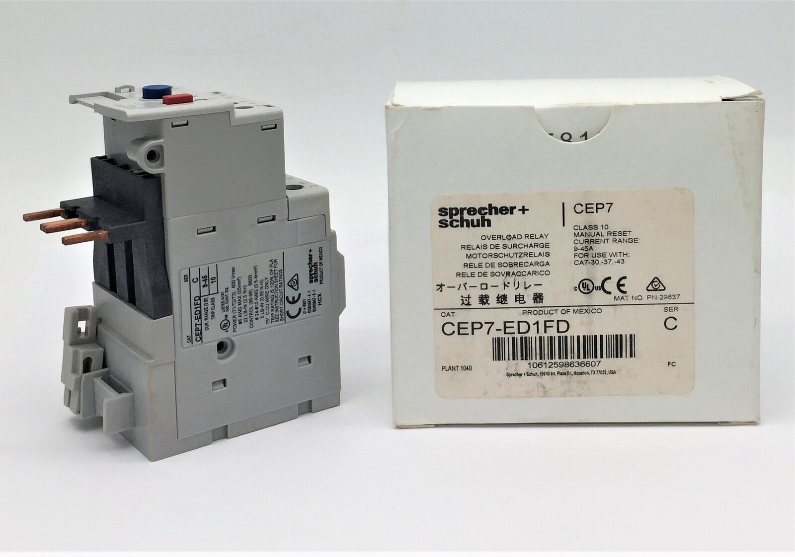 Sprecher+Schuh CEP7-ED1FD Overload Relay 9-45A 3 Phase Series C Suit CA7