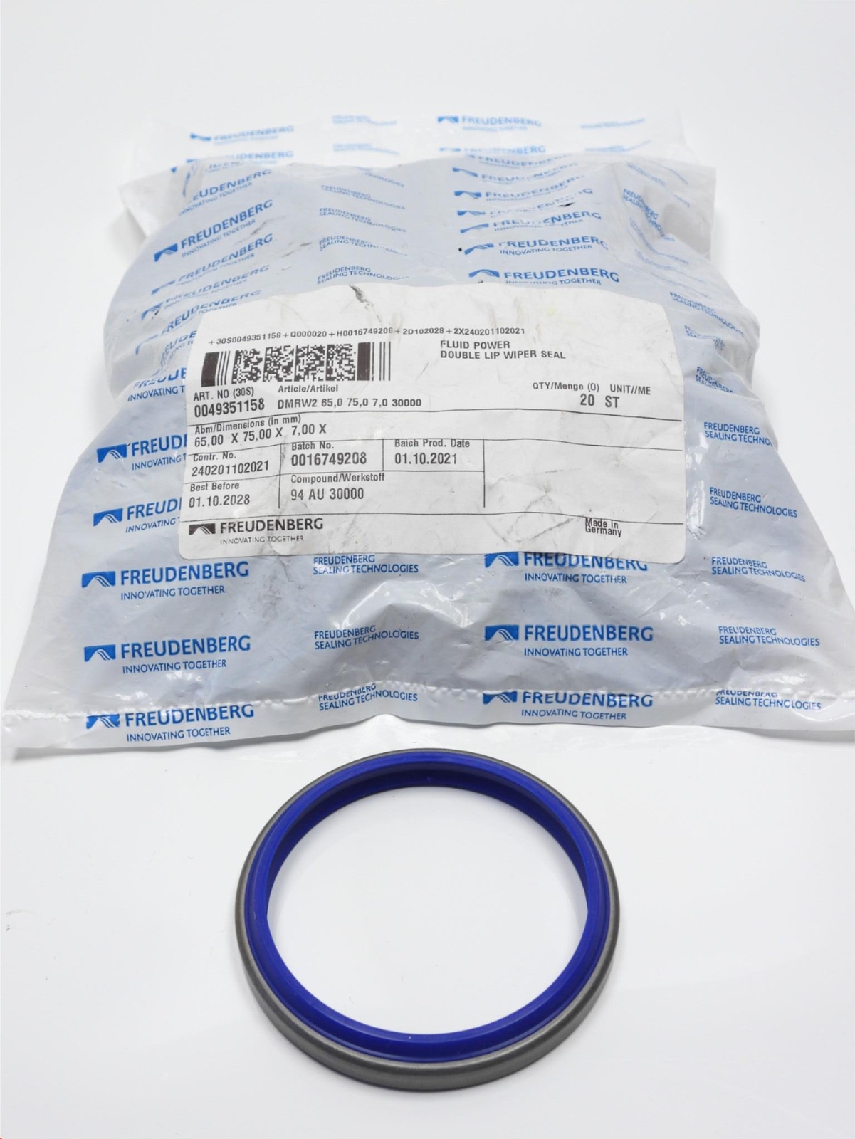 Freudenberg 49351158 Double Lip Wiper Seal 65x75x7 mm (Pack of 20) Double Wiper
