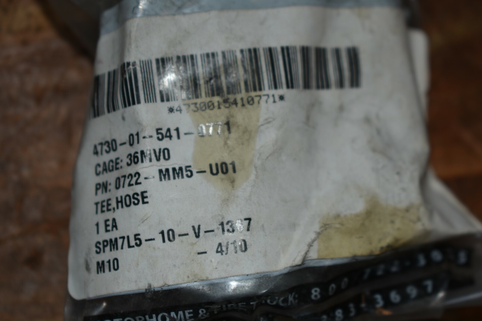 Spartan 3/8 Hose Tee 0722-MM5-U01 NSN:4730-01-541-0771 Bendix T-5019691-A New