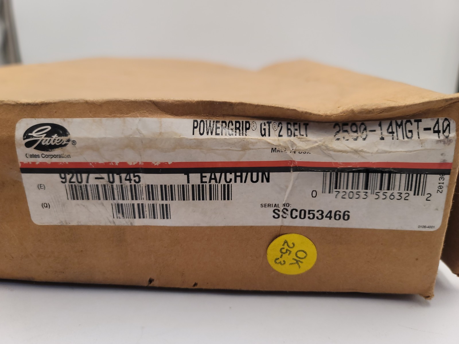 Gates 2590-14MGT-40 Stock # 9207-0145 Power Grip GT2 Belt NEW! in Sealed Box