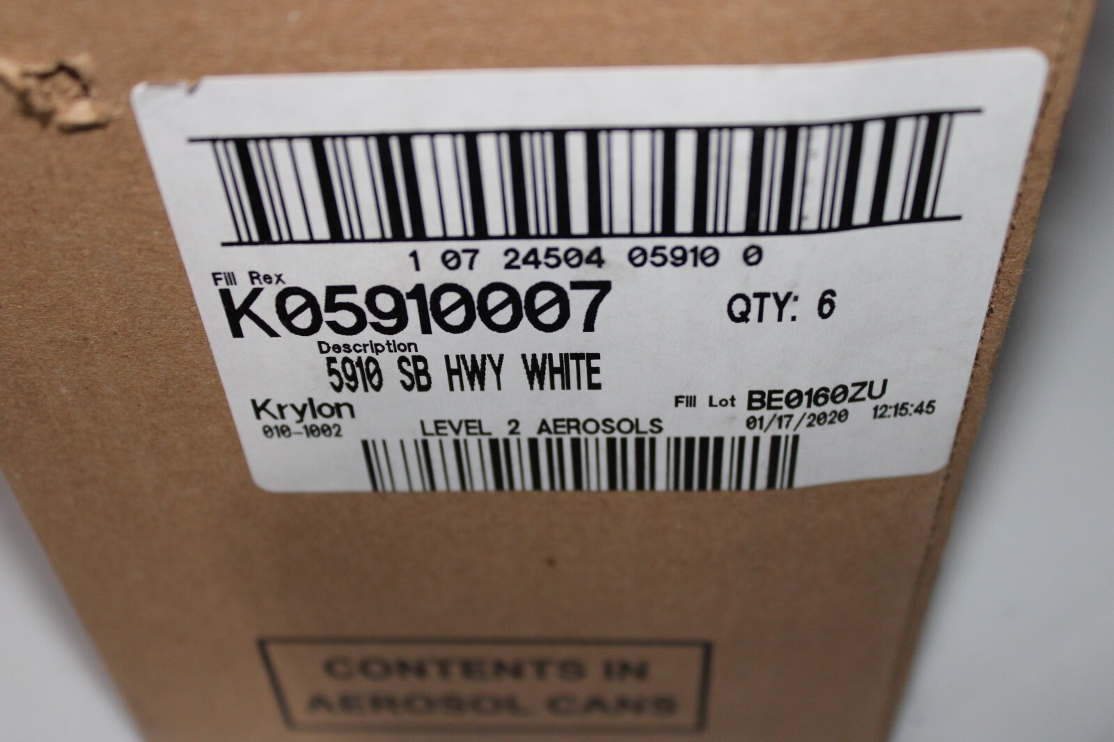 case of 6 Krylon 18 Ounce Highway White Spray Paint – 5910
