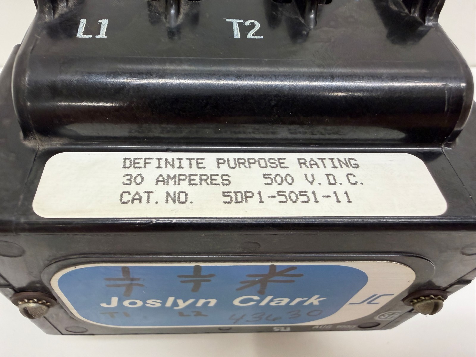 GOOD USED! JOSLYN CLARK 30A 500V DEFINITE PURPOSE CONTACTOR 5DP1-5051-11