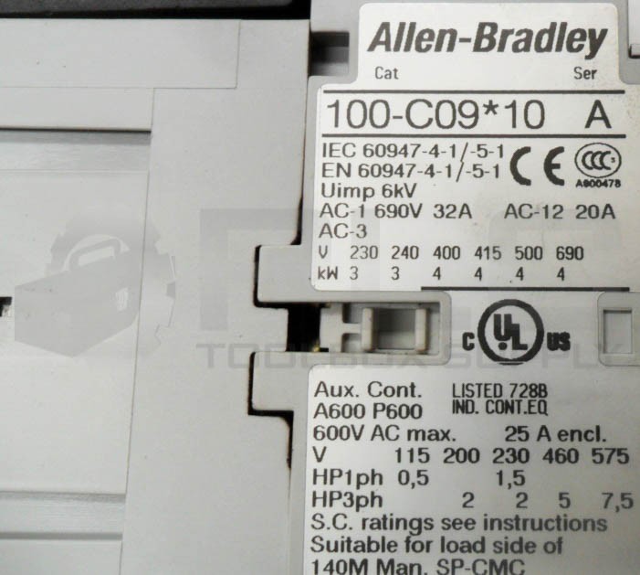 ALLEN BRADLEY 140M-C2E-C10 /C CIRCUIT BREAKER W/ 100-C09*10 /A W/ 100-F /B