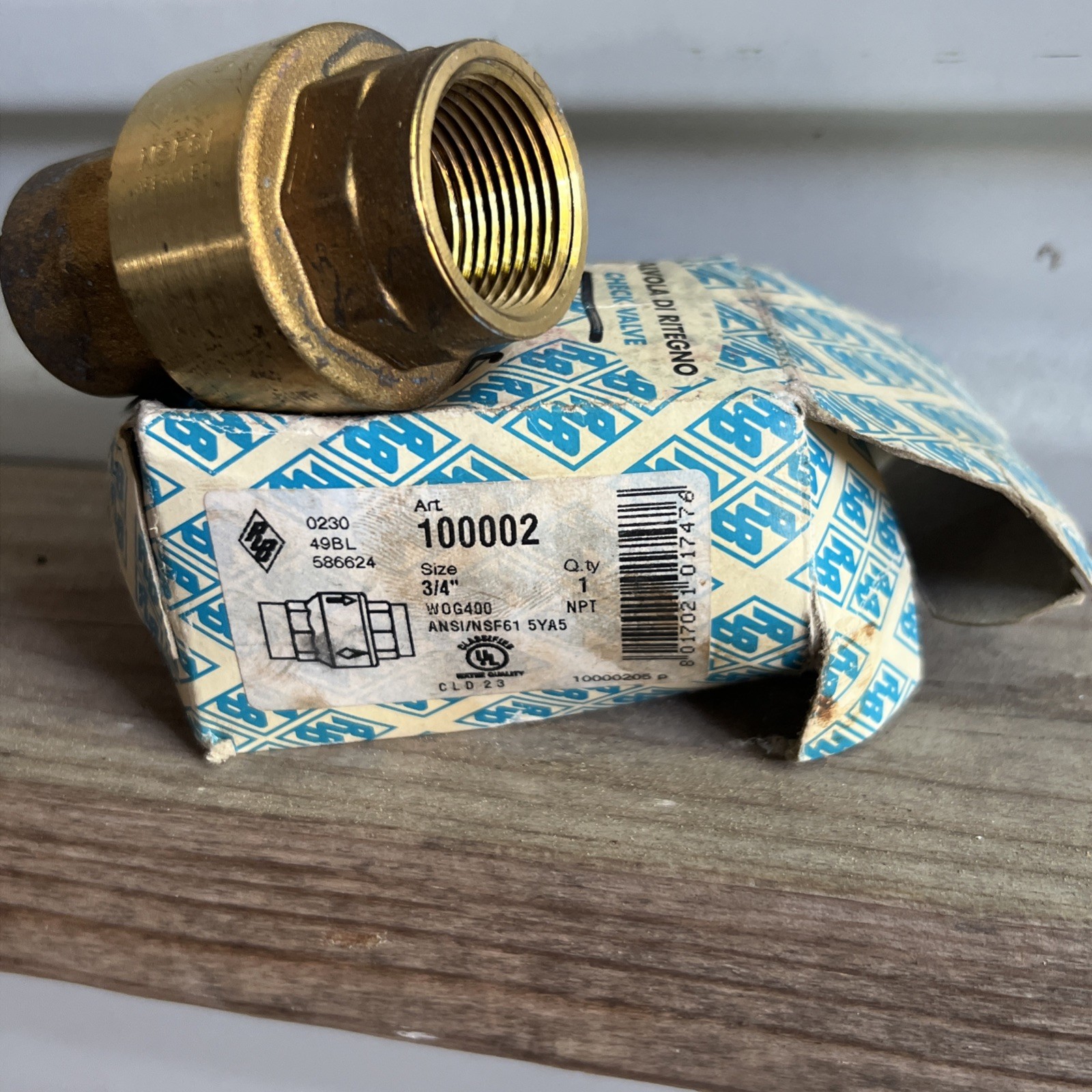 Brass In-Line check Valve 3/4 NPT WOG400 DN20 Euro Block Temp 210 deg F 100002
