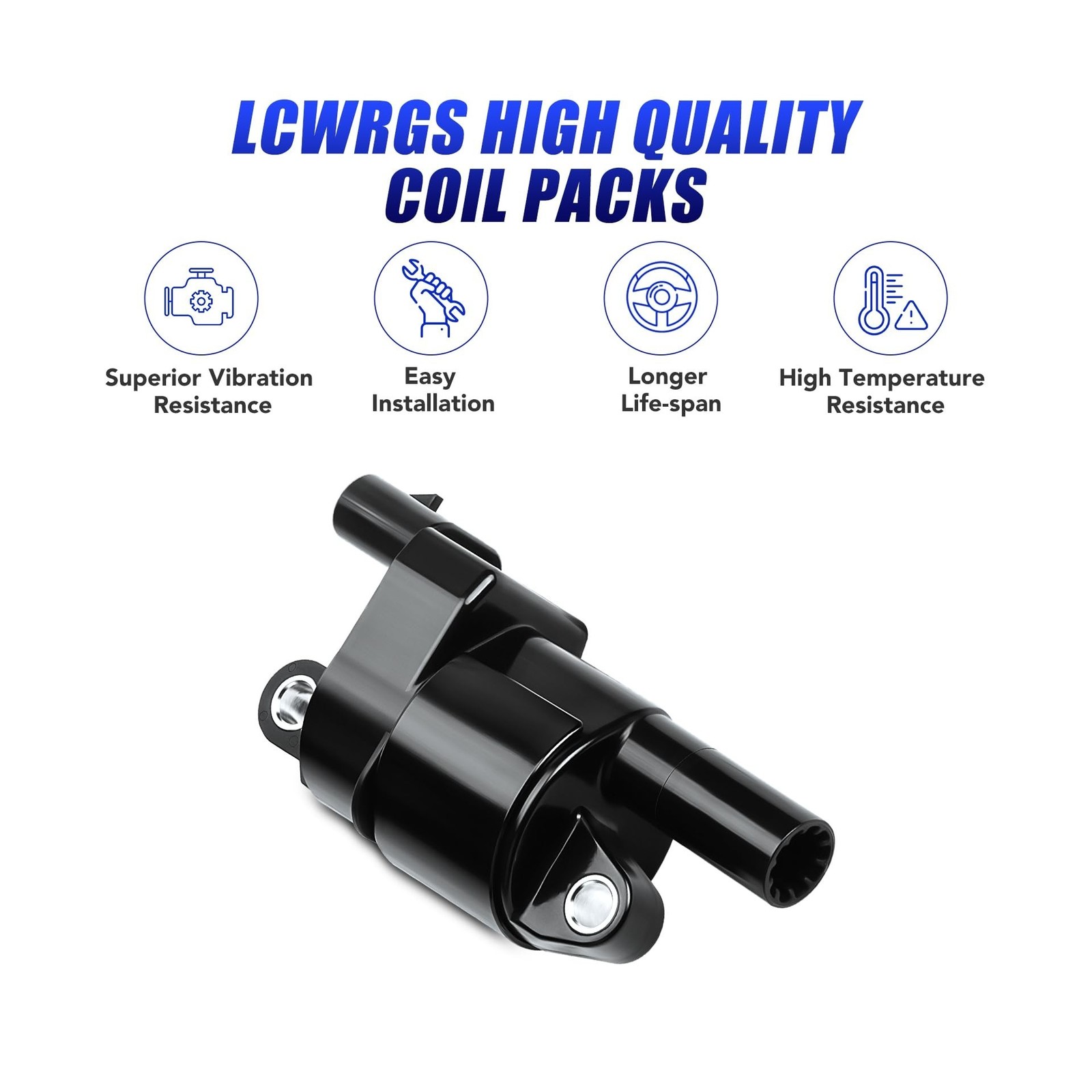 Set of 8 Round Ignition Coil Pack & Spark Plugs Fits for 5.3 6.2 Chevy Silver…
