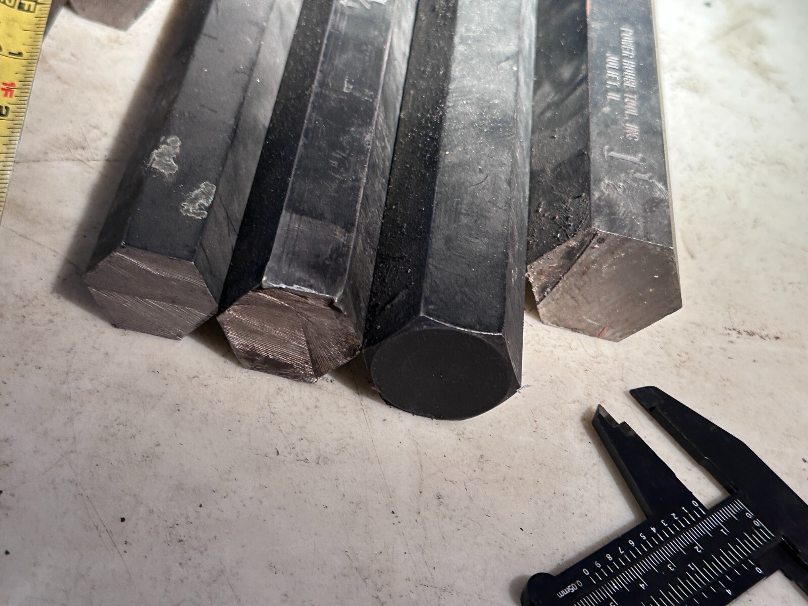Power House Tool (Lot of 6) Tool steel hex stock 1-1/2, 1-3/8, 1-1/4, 1-1/8, 1″