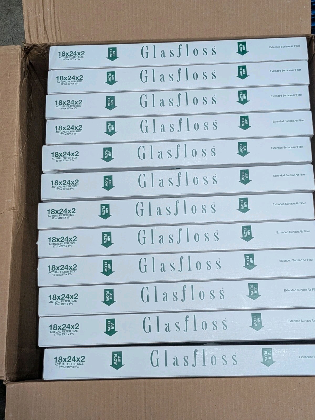 Glasfloss Industries 18x24x2 ZLP18242 Box of 12 ZL Pleat Filters MERV 10