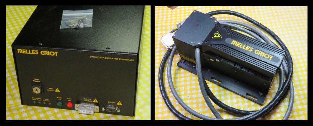 Melles Griot Model 58-PSM-295 DPSS Controller+DEFECTIVE DPSS Laser Head #1-READ